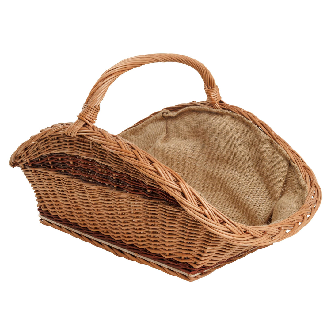 BOGATECO Weidenkorb mit Henkel, rechteckig | Kaminkorb 60x40x28 | Handgewebt, massiv | Holzkorb mit