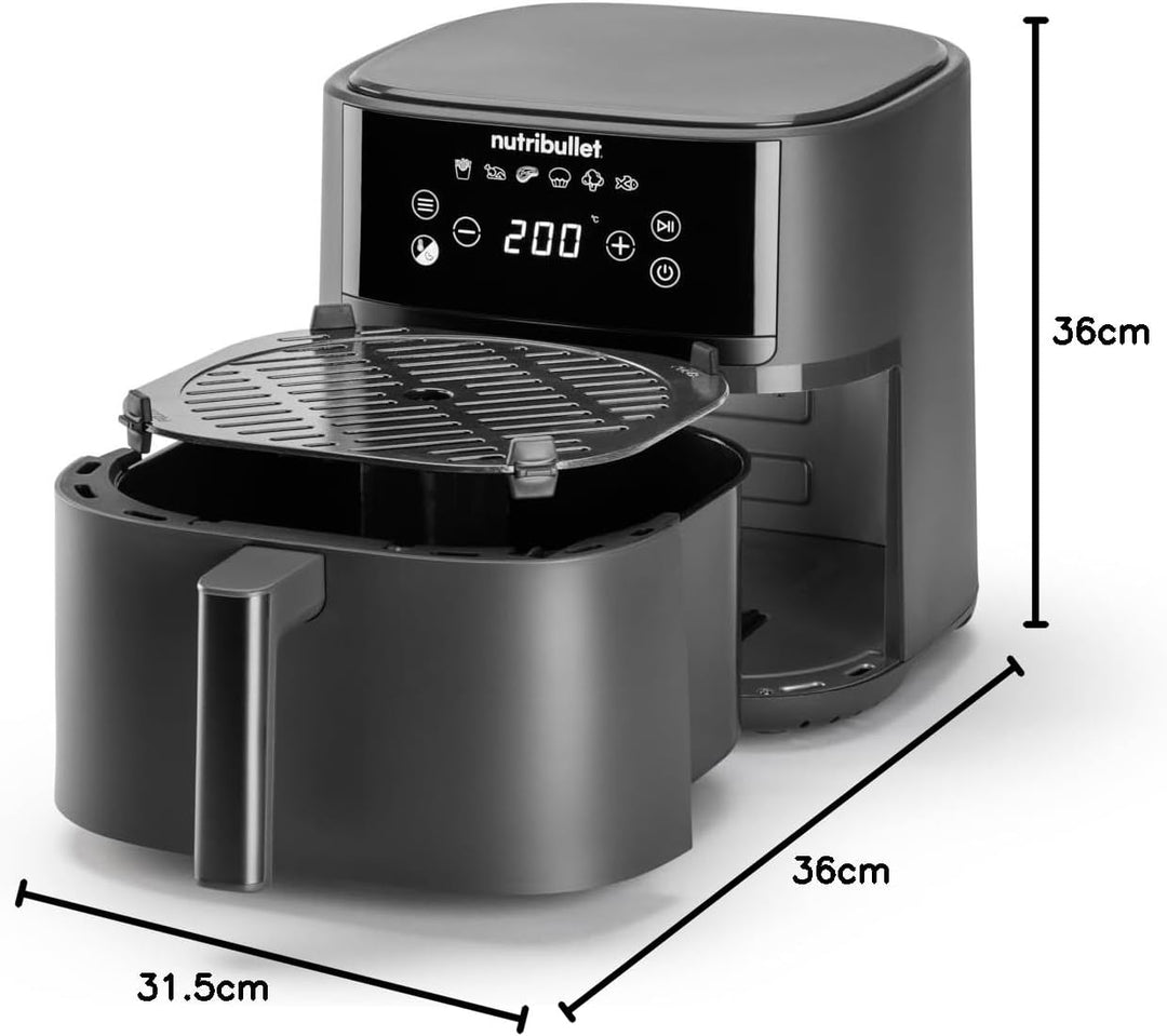 nutribullet Air fryer Crisplite NBA0611DG, Heissluftfritteuse mit 6L Kapazität, 80-200° Temperaturko