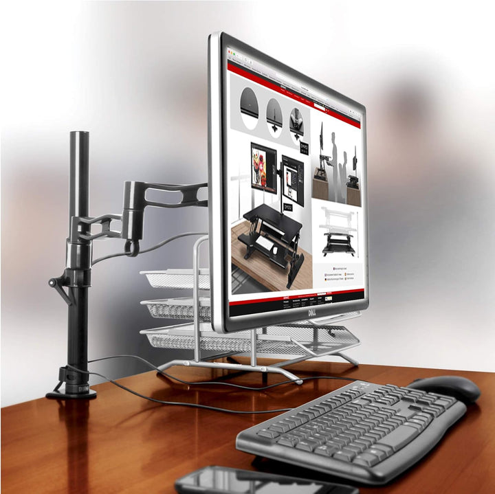 Duronic DML5 BK Monitorarm, Erweiterung für Monitor Halterung, Geeignet für Bildschirme bis 27 Zoll,