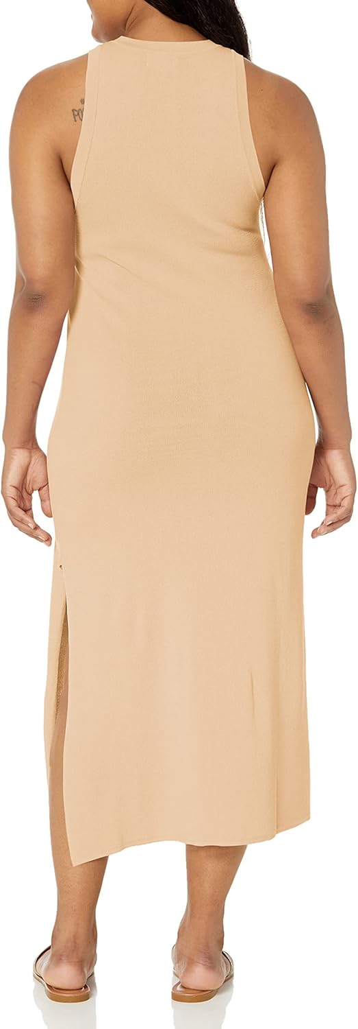 The Drop Damen Gabriela Maxikleid mit Hohem Halsausschnitt, A-Linie, Seitenschlitz Dresses, S Curds