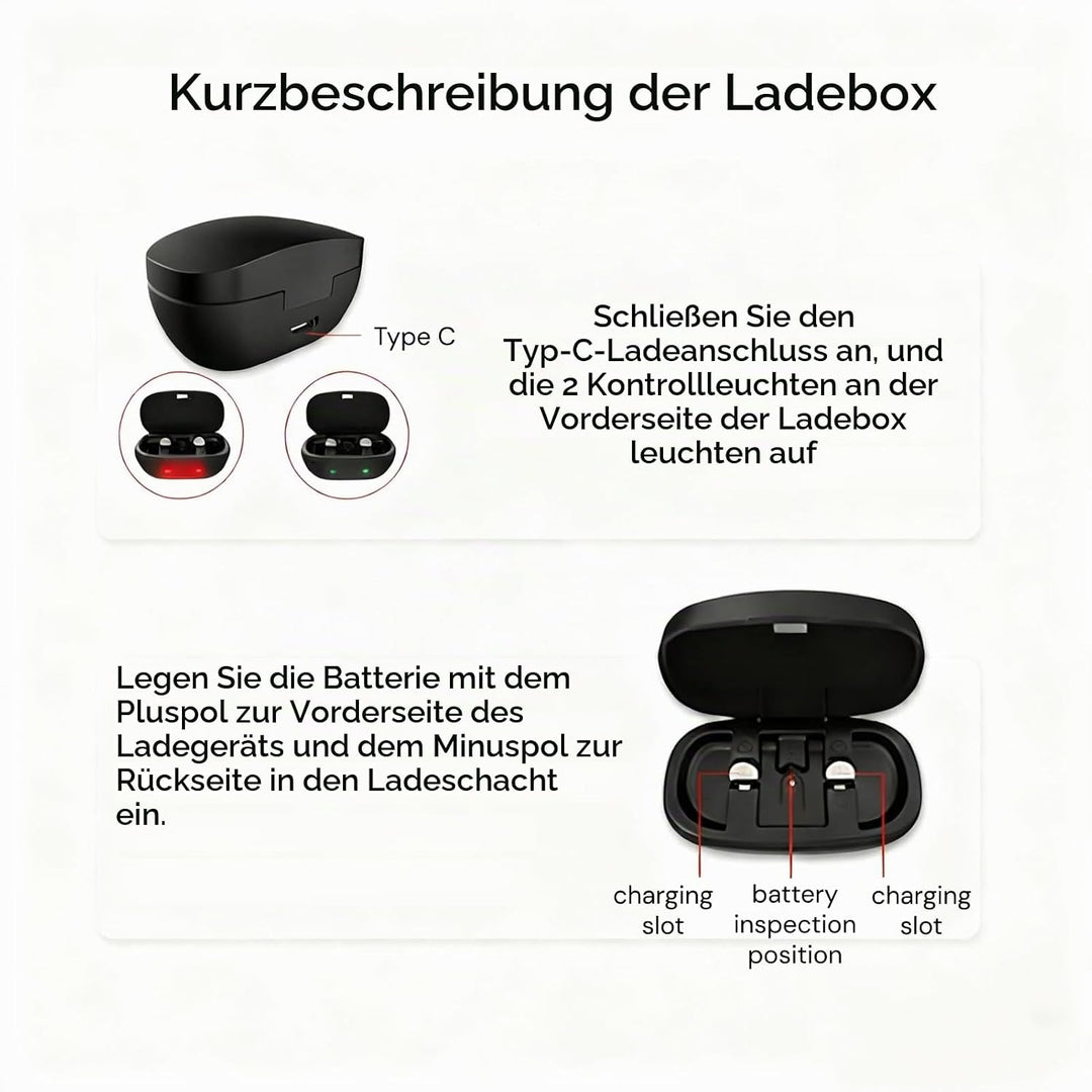 Ladebox Für Wiederaufladbare USB-Hörgerätebatterien. 312 Knopfbatterien Mit 155 MAh Kapazität Für Be