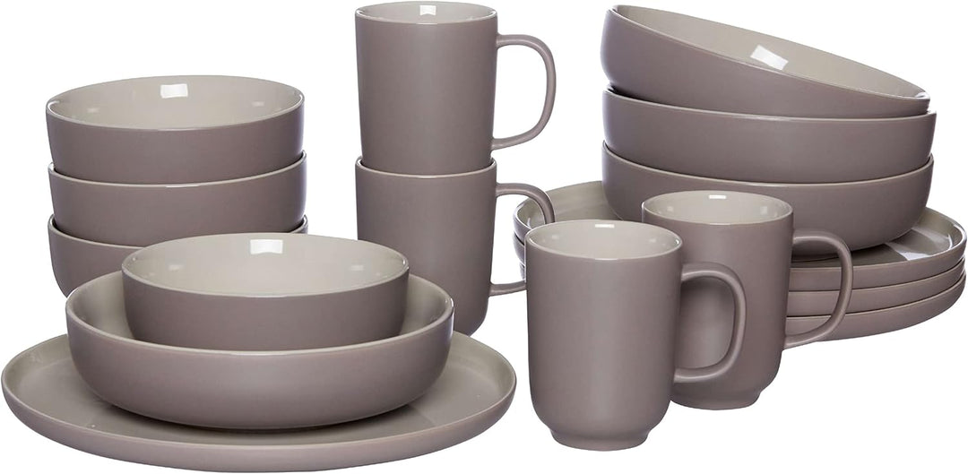 Ritzenhoff & Breker Kombiservice Jasper, 16-teilig, Taupe, Steinzeug, Teller Schalen und Becher für