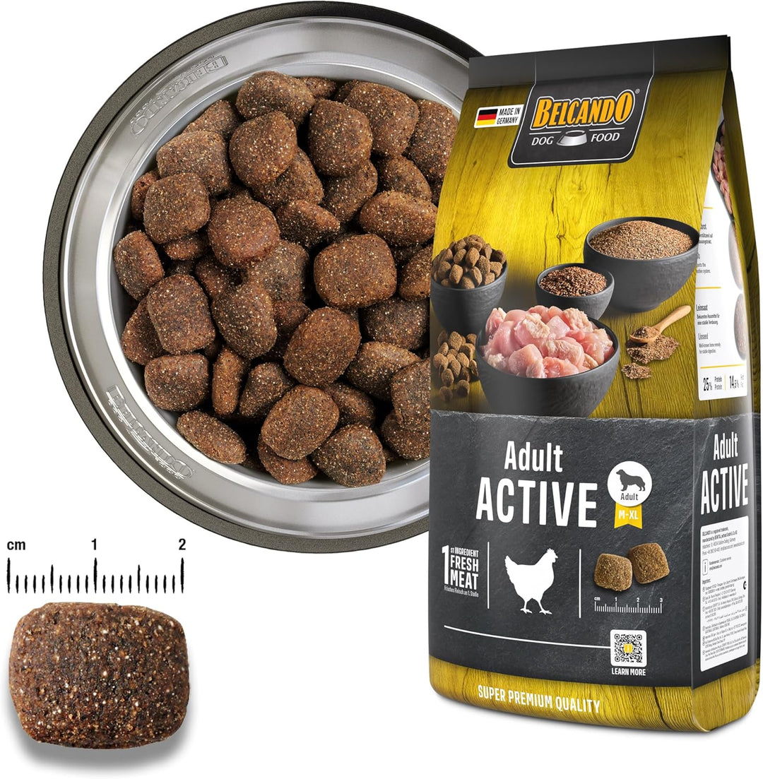 Belcando Adult Active [12,5 kg] Hundefutter | Trockenfutter für aktive Hunde &amp; Sporthunde | Alleinfu