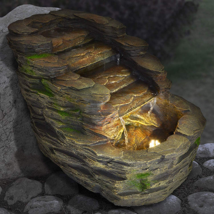 Gartenbrunnen Brunnen Zierbrunnen Zimmerbrunnen Brunnen mit LED-Licht 230V Wasserfall Wasserspiel fü