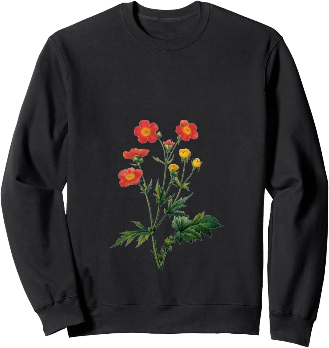 Vintage Florals Orange Red Flowers Sweatshirt