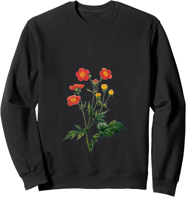 Vintage Florals Orange Red Flowers Sweatshirt