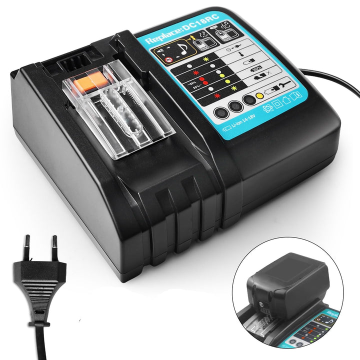 Akku 18v Ladegerät DC18RC Schnellladegerät Kompatibel mit Makita 14,4 Volt und 18 Volt Li-Ion Ersatz