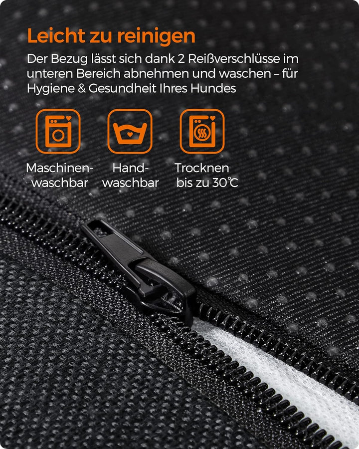 Feandrea Hundebett, Hundekissen in Leinenoptik, Hundekorb, erhöhte Ränder, rutschfeste Unterseite, B