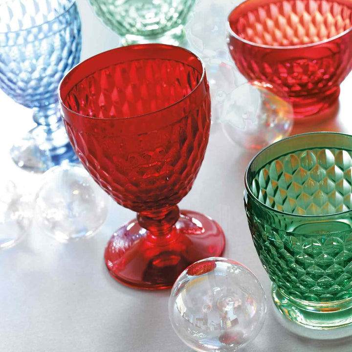 Villeroy & Boch Rotweingläser Boston Coloured, Red, 4er Set, 310 ml, Farbige Weingläser mit Facetten