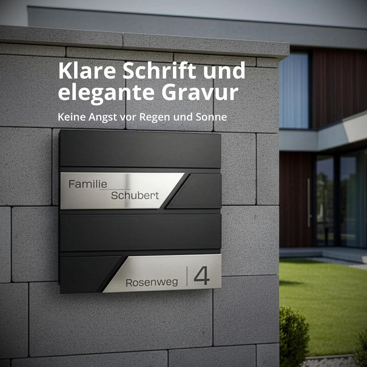 Grafner Premium Briefkasten personalisiert, RAL7016 mit Zeitungsfach und 2 Schlüssel, moderner Postk