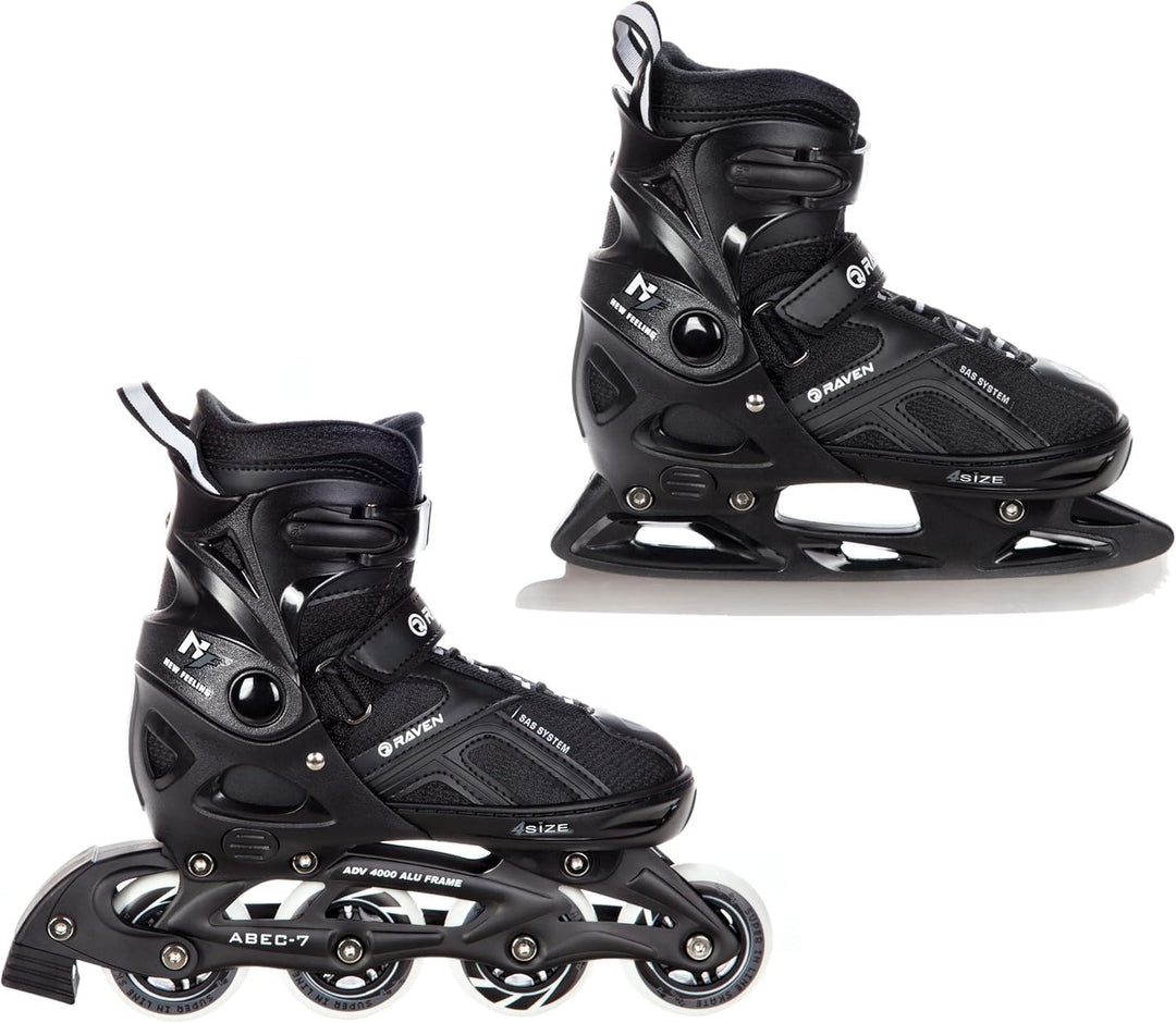 Inlineskates Inliner Raven Pulse verstellbar optional als 2in1 Inlineskates/Schlittschuhe 37-40 (23,