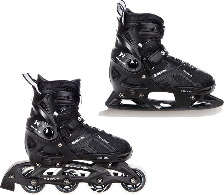 Inlineskates Inliner Raven Pulse verstellbar optional als 2in1 Inlineskates/Schlittschuhe 37-40 (23,