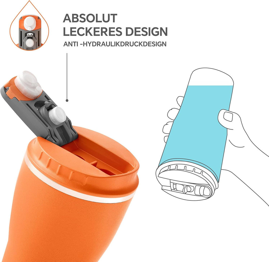 Ideus Isolierbecher 14oz (420ml), Doppelwandige Kaffeetasse Edelstahl Kaffeebecher Reisebecher mit a