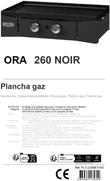 LE MARQUIER Grillplatte Ora Gas 260, schwarz