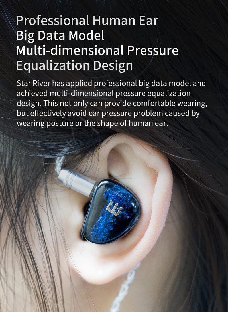 Yinyoo TRI Star River In-Ear-Kopfhörer, kabelgebunden, IEM mit 4 Tuning-Modi, 10 mm Hochleistungs-Be