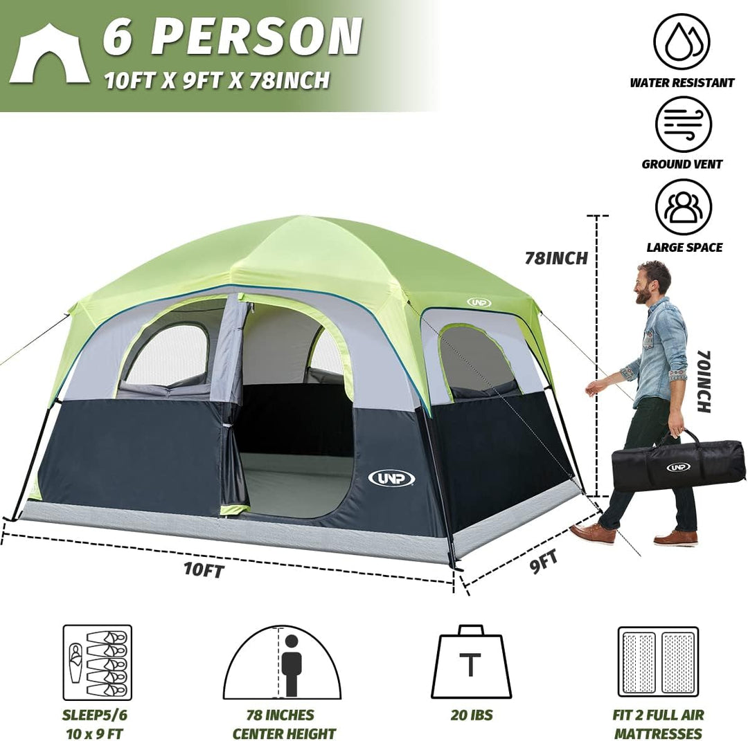 UNP Zelte für 6 Personen, wasserdicht, Winddicht, einfache Installation, Doppellagiges Familien-Camp