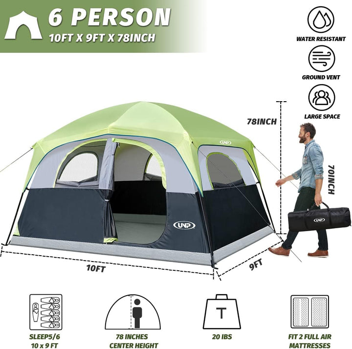 UNP Zelte für 6 Personen, wasserdicht, Winddicht, einfache Installation, Doppellagiges Familien-Camp
