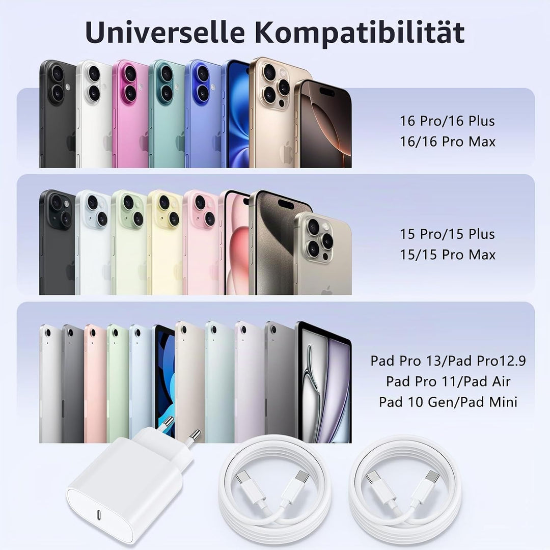 USB C Ladegerät für iPhone 16 15 17/16 15 17 Pro/16 15 17 Pro Max/16 15 Plus/17Air/17E, 20W USBC Sch