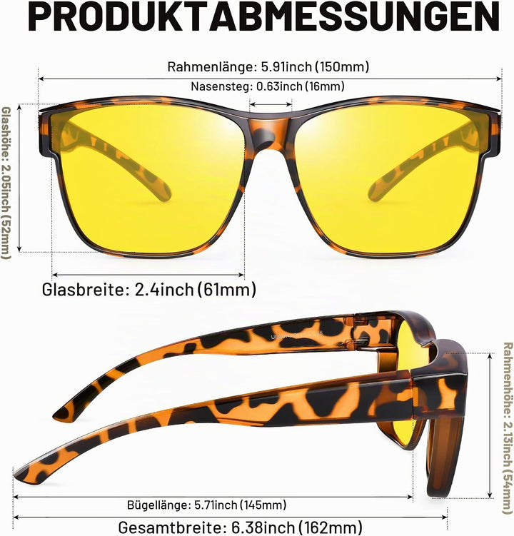 URUMQI Nachtsichtbrille für Autofahrer, Nachtfahrbrille Nachtbrille zum Autofahren Damen Herren, Aut