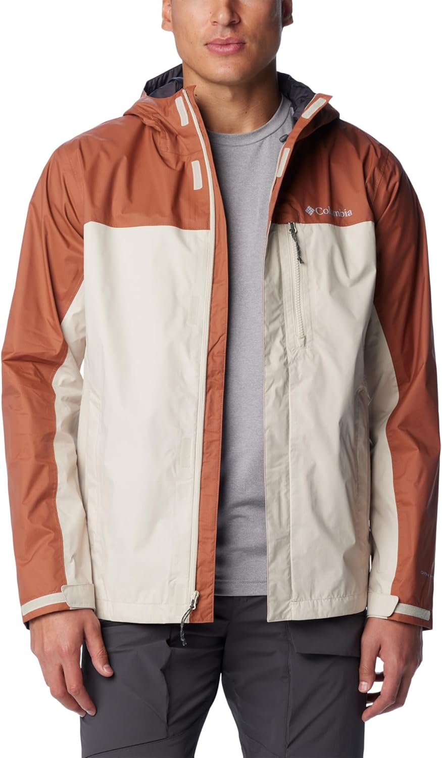 Columbia Herren Pouring Adventure Jacket Wasserdichte Regenjacke (1er Pack) L Dark Stone/Auburn, L D