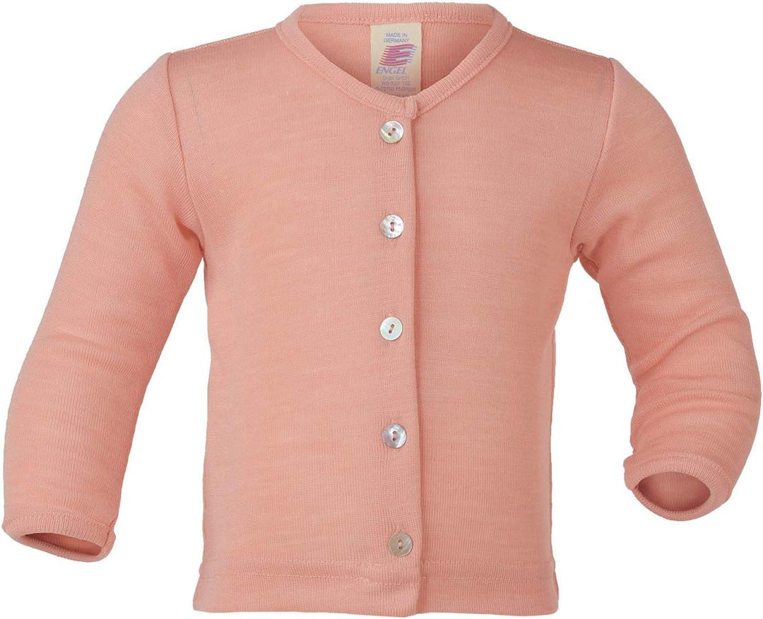 Engel Baby Feinripp-Cardigan reine Bio-Wolle/Seide, Lachs, Gr. 62/68