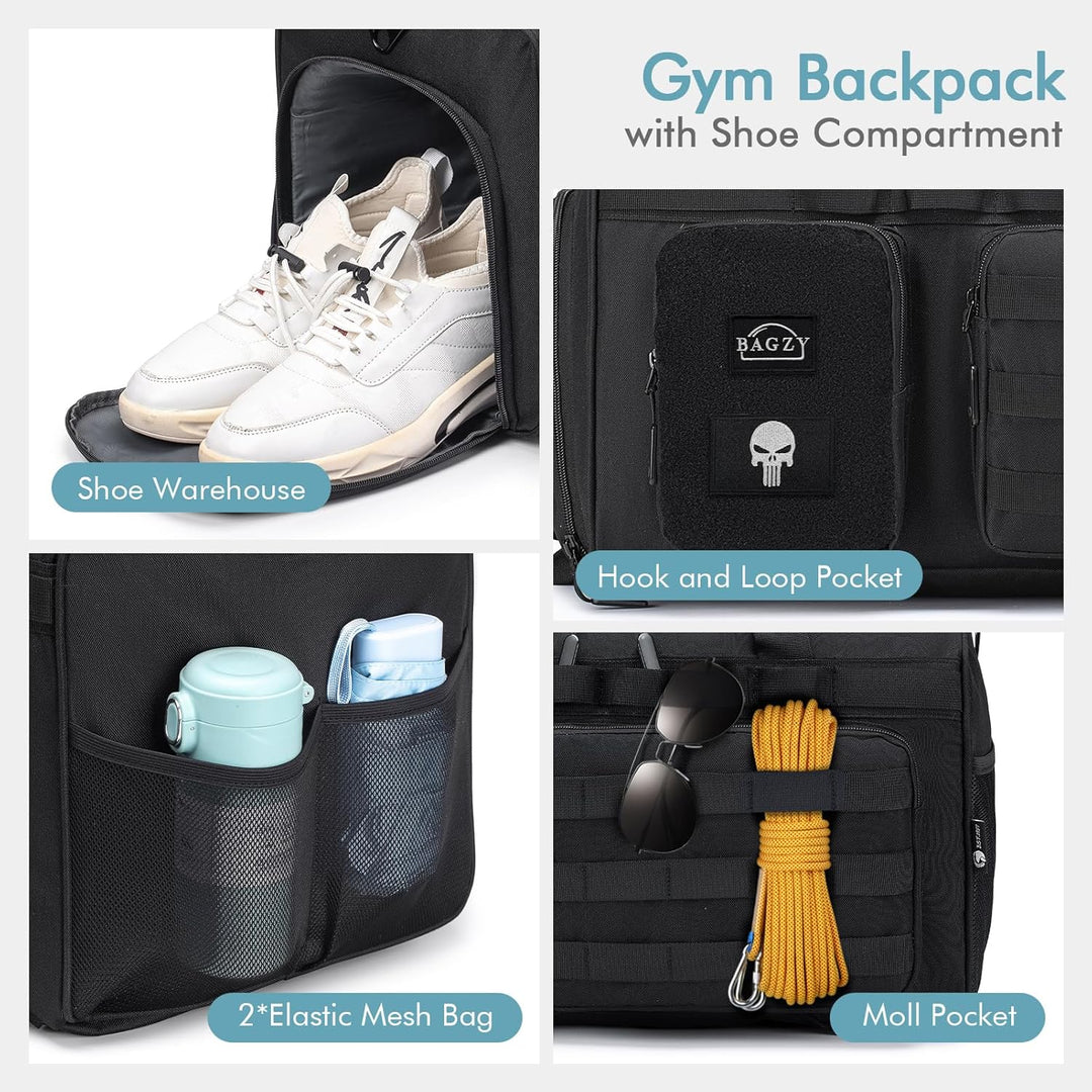 BAGZY Arbeitstasche Herren 55L Taktische Reisetasche Sporttasche mit Rucksackfunktion Einsatztasche