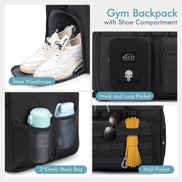 BAGZY Arbeitstasche Herren 55L Taktische Reisetasche Sporttasche mit Rucksackfunktion Einsatztasche