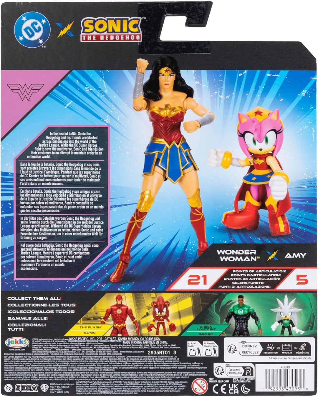 DC x Sonic Amy & Wonder Woman Actionfiguren-Multipack, Jakks Pacific, enthält eine 6,35 cm grosse Am