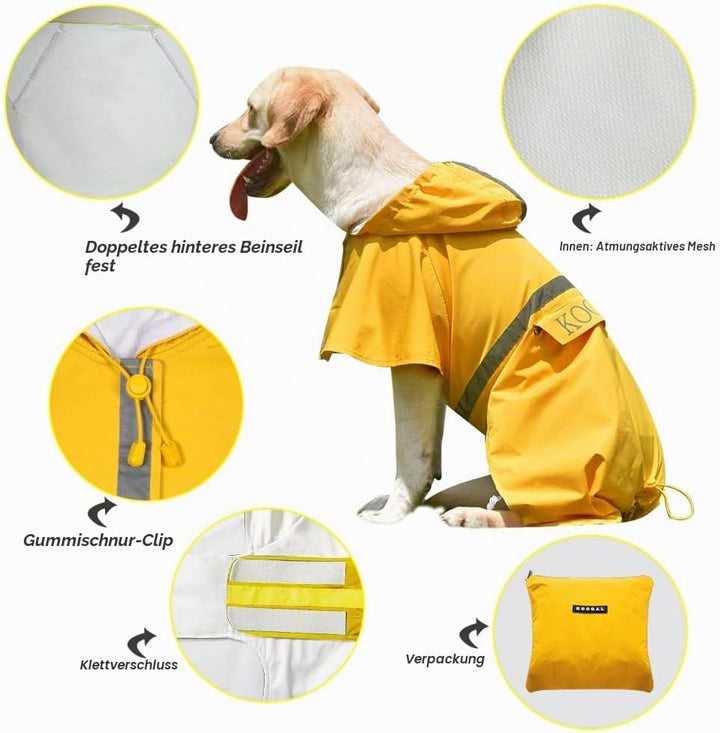 Grosse Hunde Regenjacken Mit Kapuze,Hunde Regenmantel,Mit Reflektierenden Sicherheitsstreifen, Wasse