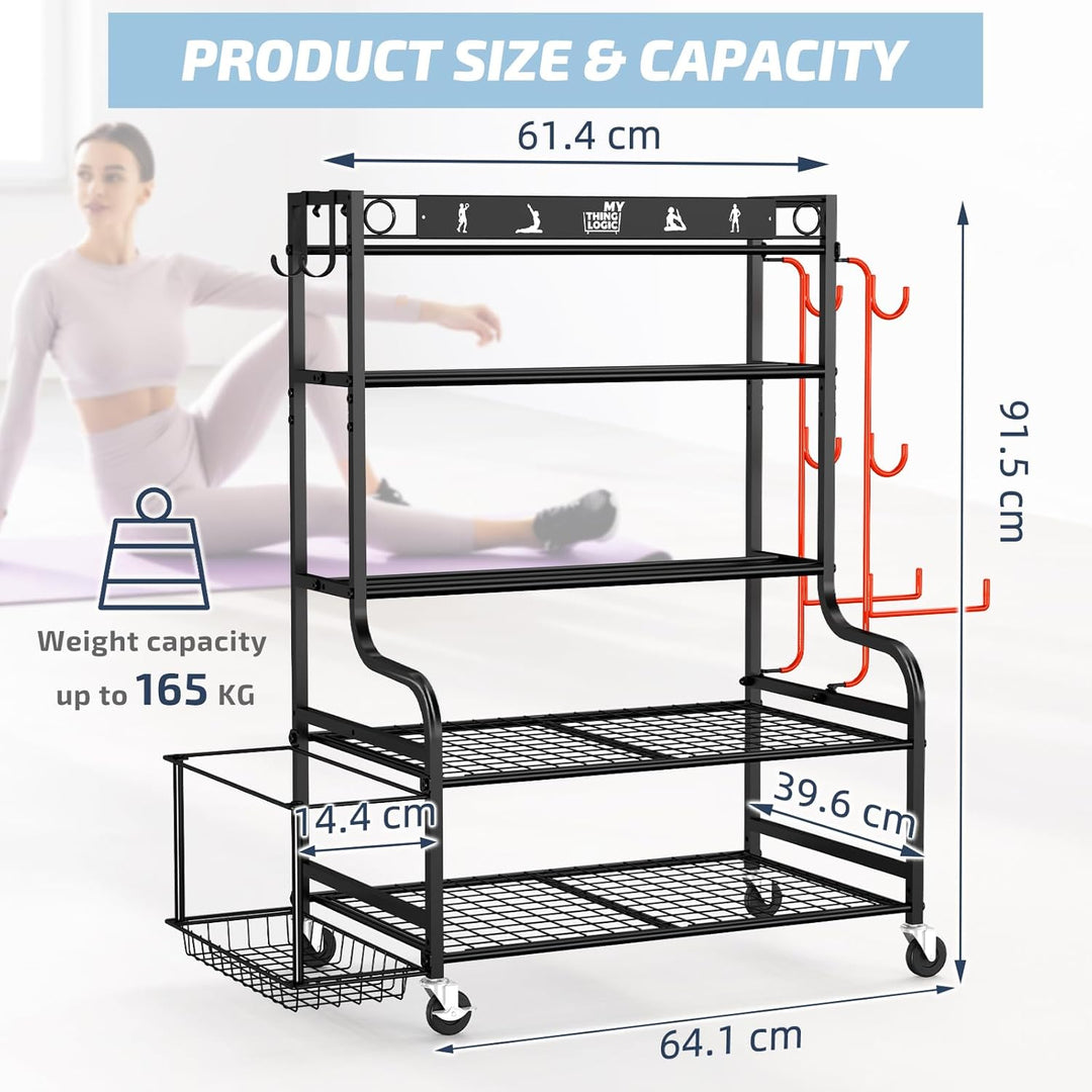 Mythinglogic Yoga Matte Regal, Yogamatte Organizer für Hanteln, Faszienrolle, Kettlebell und Yoga Bl