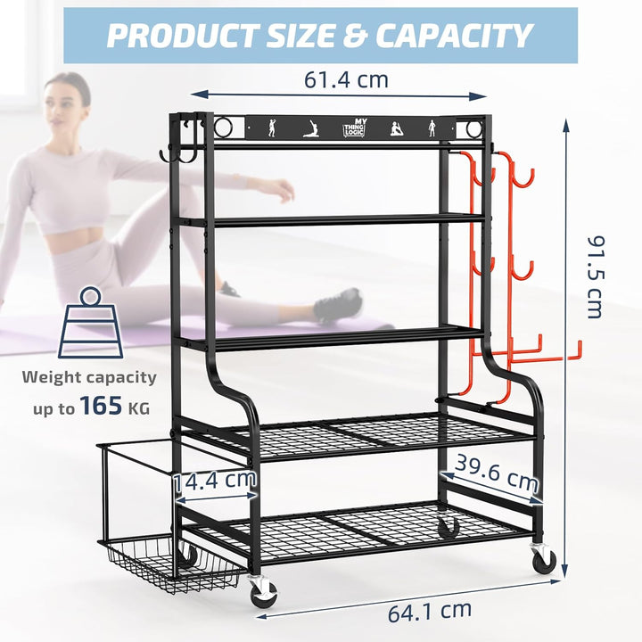 Mythinglogic Yoga Matte Regal, Yogamatte Organizer für Hanteln, Faszienrolle, Kettlebell und Yoga Bl