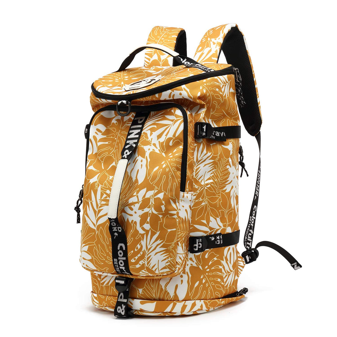 Sporttasche, Rucksack, 4-Wege-wasserdicht, mit Schuhfach für Reisen, Sport, Wandern, Laptop, senfgel