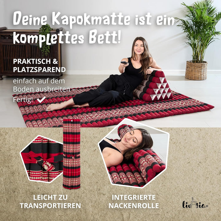 livasia Rollmatte Rollmatratze L-200x110x4,5cm, Gästebett Gästematratze 1 Person, Reisebett Kofferra