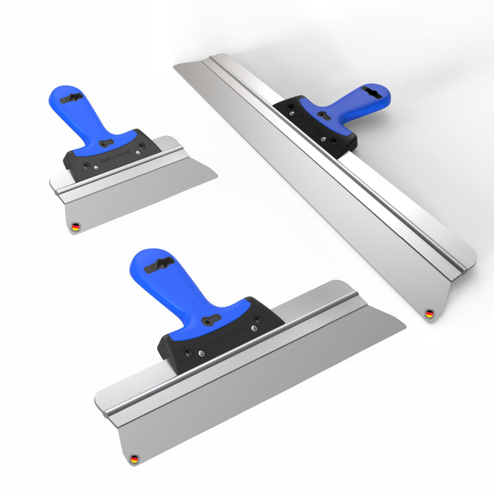 Made in Germany hochwertiges Flächenspachtel Set 25cm,40cm, 60cm zum Spachteln, Verputzen und Tapete