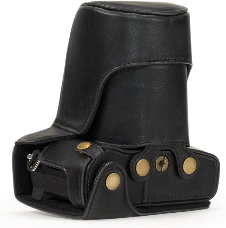 MegaGear Olympus OM-D E-M5 Mark II 12-40mm Ever Ready Leder Kamera-Case mit Trageriemen und Batterie