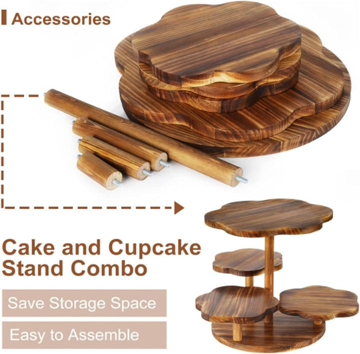RATSTONE Etagere Tortenständer/Cupcake Ständer Aus Holz 4 Etagen,Desser Halter Turm Serviertablett M