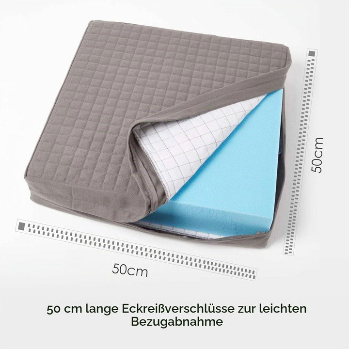 Homescapes Festes Sitzkissen 50x50x10 cm grau, Sesselkissen/Sitzerhöhung orthopädischer Schaumstoff