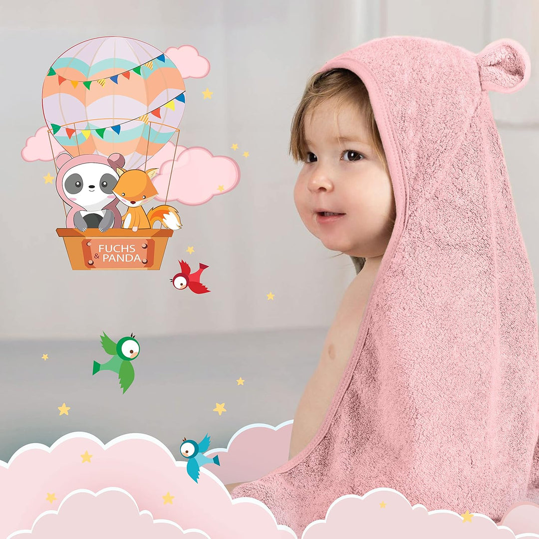 Kapuzenhandtuch Baby EXTRA dick, warm & weich | 75x75cm Babyhandtuch mit Kapuze (100% Bambus) | Baby
