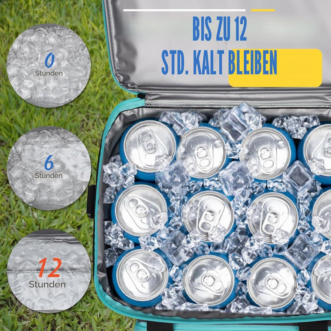 INSMEER Kühltasche 40L/60 Dosen Kühltaschen Grosse, Weiche Kühltasche Faltbar/Auslaufsicher, mit Fla