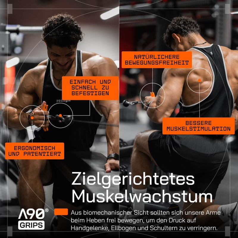 Angles90 Grips - dynamische Fitness Griffe befestigbar an Klimmzugstangen, Langhanteln, Latzug Masch