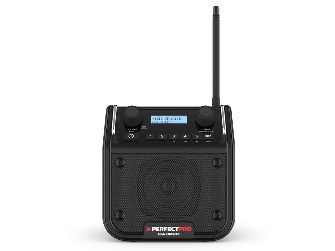 PerfectPro Baustellenradio DABPRO, DAB+ und UKW-Empfang, AUX-Eingang, MP3, Bluetooth, Netzstrom und