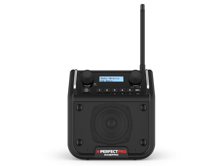 PerfectPro Baustellenradio DABPRO, DAB+ und UKW-Empfang, AUX-Eingang, MP3, Bluetooth, Netzstrom und