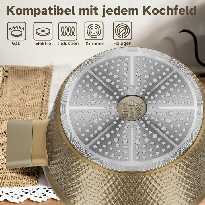 HOMELUX Topfset Induktion 8-teilig, 20/24/28/32cm Kochtopf Set mit Antihaftbeschichtet, Kochtöpfe In