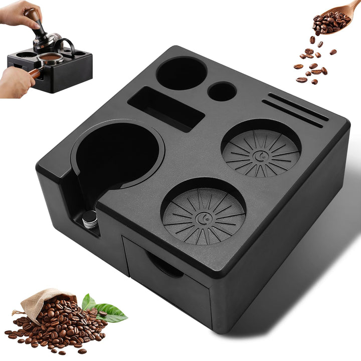 Espresso Tamperstation, Höhenverstellbar 51-58 mm, Kaffee Tamping Station aus ABS für Aufbewahrung v