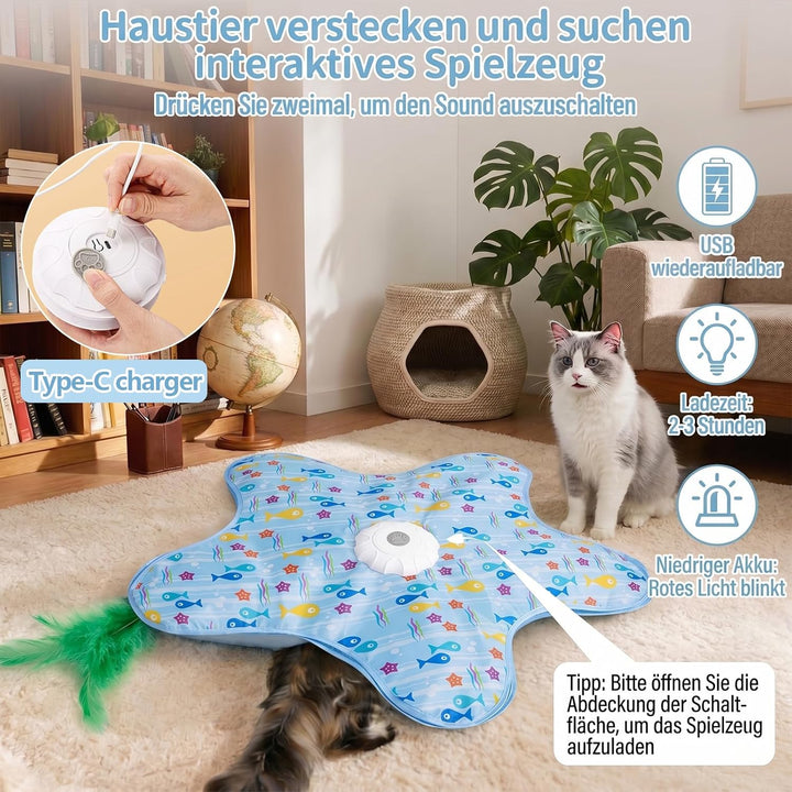 Interaktives Katzenspielzeug Selbstbeschäftigung, Katzenspielzeug Elektrisch mit Versteckspiel, Quie