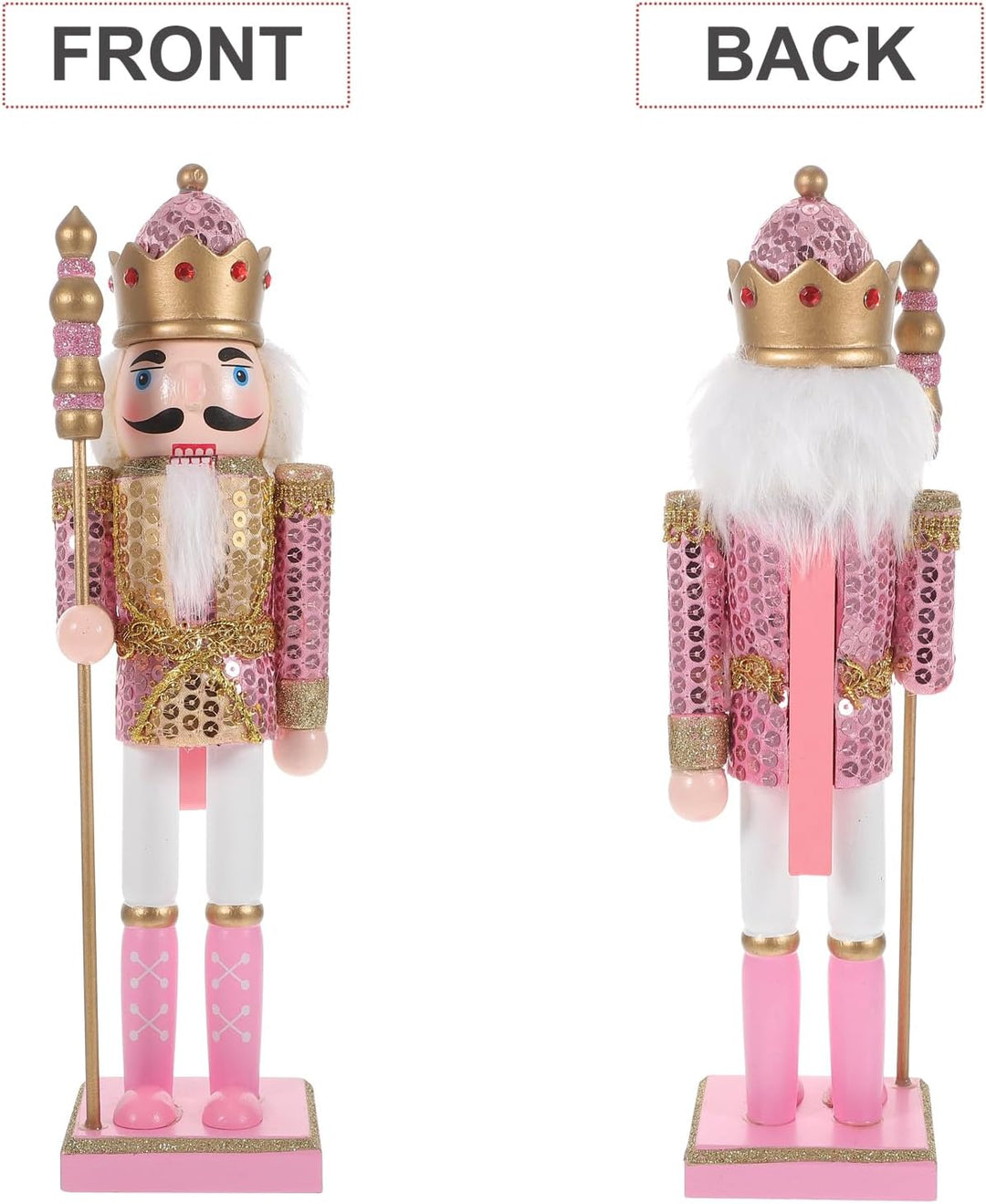 Veemoon Rosa Nussknackerfiguren, Glitzernde Soldatenfiguren, Weihnachtssoldaten-Dekoration für Den S