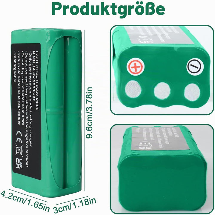 14.4 V,2000 mAh NI-Mh Ersatzakku Kompatibel Mit Dirt Devil Libero M606, Libero M606-1, Libero M606-2