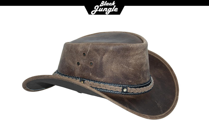Black Jungle ARAMAC Lederhut Cowboyhut Australienhut Hut S Charcoal, S Charcoal