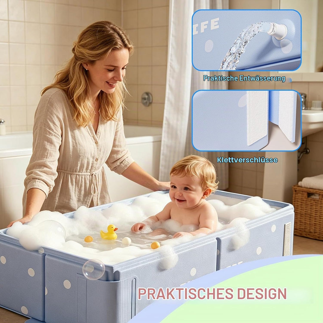 Baby badewanne Faltbare, Tragbare badewanne Baby, Grosse Babywanne für 0-8 Jahre, Integrierte Badewa