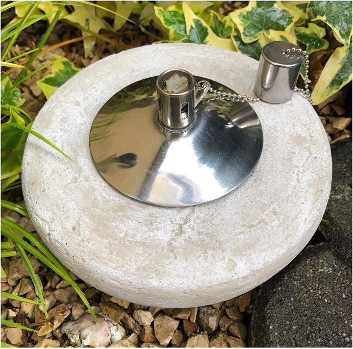 Gartenfackel Ölfackel Tischfackel Öllampe Garten Fackel Tischlampe Steinguss mit Edelstahl Ölbehälte